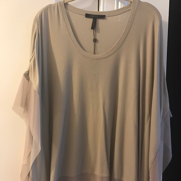 BCBGMaxAzria Tops - NWT BCBG flowy poncho like knit top with chiffon M